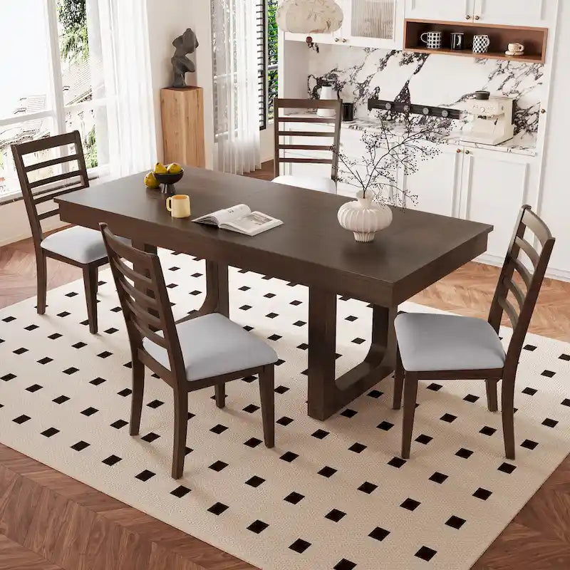 Tavolo da Pranzo Allungabile Marrone, Stile Rustico, da 4 a 8 Posti