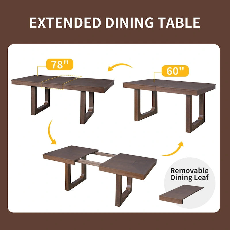 Tavolo da Pranzo Allungabile Marrone, Stile Rustico, da 4 a 8 Posti