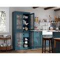 Dispensa in legno massello con ante in vetro, 1 unità, color ottanio / bianco / moka / acqua / salvia / giallo / grigio / verde / nero