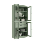 Dispensa in legno massello con ante in vetro, 1 unità, color ottanio / bianco / moka / acqua / salvia / giallo / grigio / verde / nero