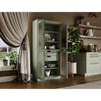 Dispensa in legno massello con ante in vetro, 1 unità, color ottanio / bianco / moka / acqua / salvia / giallo / grigio / verde / nero