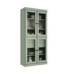 Dispensa in legno massello con ante in vetro, 1 unità, color ottanio / bianco / moka / acqua / salvia / giallo / grigio / verde / nero