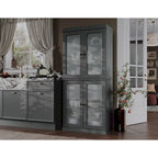 Dispensa in legno massello con ante in vetro, 1 unità, color ottanio / bianco / moka / acqua / salvia / giallo / grigio / verde / nero