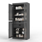Dispensa in legno massello con ante in vetro, 1 unità, color ottanio / bianco / moka / acqua / salvia / giallo / grigio / verde / nero