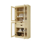 Dispensa in legno massello con ante in vetro, 1 unità, color ottanio / bianco / moka / acqua / salvia / giallo / grigio / verde / nero