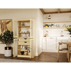 Dispensa in legno massello con ante in vetro, 1 unità, color ottanio / bianco / moka / acqua / salvia / giallo / grigio / verde / nero