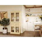 Dispensa in legno massello con ante in vetro, 1 unità, color ottanio / bianco / moka / acqua / salvia / giallo / grigio / verde / nero