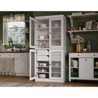 Dispensa in legno massello con ante in vetro, 1 unità, color ottanio / bianco / moka / acqua / salvia / giallo / grigio / verde / nero