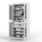 Dispensa in legno massello con ante in vetro, 1 unità, color ottanio / bianco / moka / acqua / salvia / giallo / grigio / verde / nero