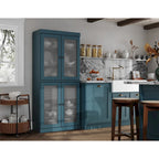 Dispensa in legno massello con ante in vetro, 1 unità, color ottanio / bianco / moka / acqua / salvia / giallo / grigio / verde / nero