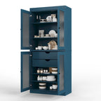 Dispensa in legno massello con ante in vetro, 1 unità, color ottanio / bianco / moka / acqua / salvia / giallo / grigio / verde / nero