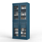 Dispensa in legno massello con ante in vetro, 1 unità, color ottanio / bianco / moka / acqua / salvia / giallo / grigio / verde / nero
