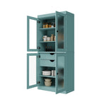 Dispensa in legno massello con ante in vetro, 1 unità, color ottanio / bianco / moka / acqua / salvia / giallo / grigio / verde / nero
