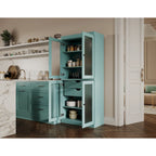 Dispensa in legno massello con ante in vetro, 1 unità, color ottanio / bianco / moka / acqua / salvia / giallo / grigio / verde / nero