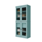 Dispensa in legno massello con ante in vetro, 1 unità, color ottanio / bianco / moka / acqua / salvia / giallo / grigio / verde / nero