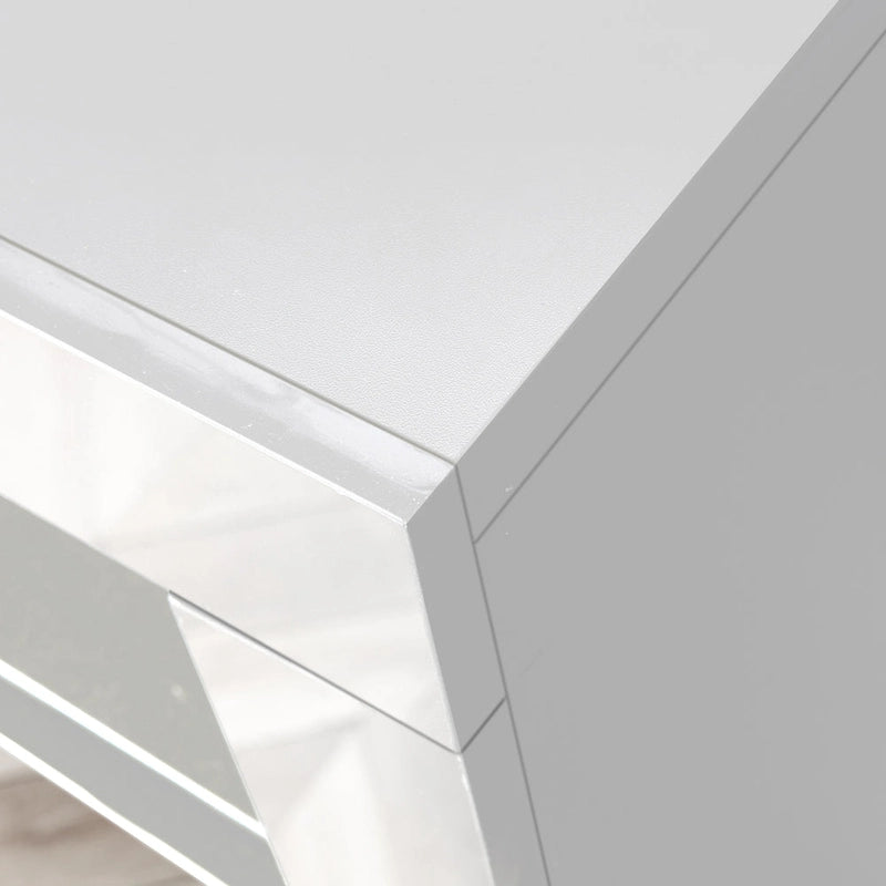 Madia bianca a 3 ante con luci LED, finitura lucida