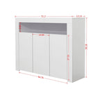 Madia bianca a 3 ante con luci LED, finitura lucida