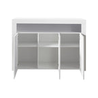 Madia bianca a 3 ante con luci LED, finitura lucida