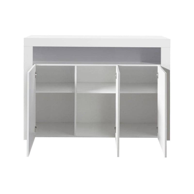 Madia bianca a 3 ante con luci LED, finitura lucida