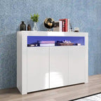 Madia bianca a 3 ante con luci LED, finitura lucida