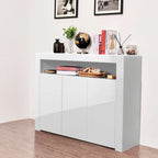Madia bianca a 3 ante con luci LED, finitura lucida