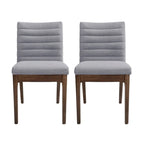 Sedie da pranzo Mid-Century set da 2 – Gambe in noce, tessuto / similpelle, beige chiaro / marrone cognac / grigio scuro