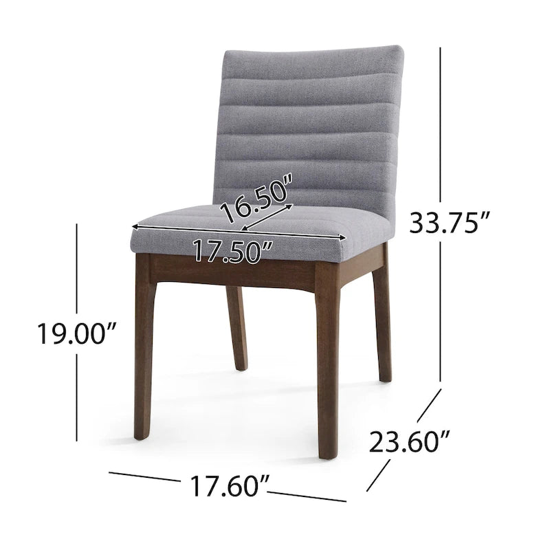 Sedie da pranzo Mid-Century set da 2 – Gambe in noce, tessuto / similpelle, beige chiaro / marrone cognac / grigio scuro