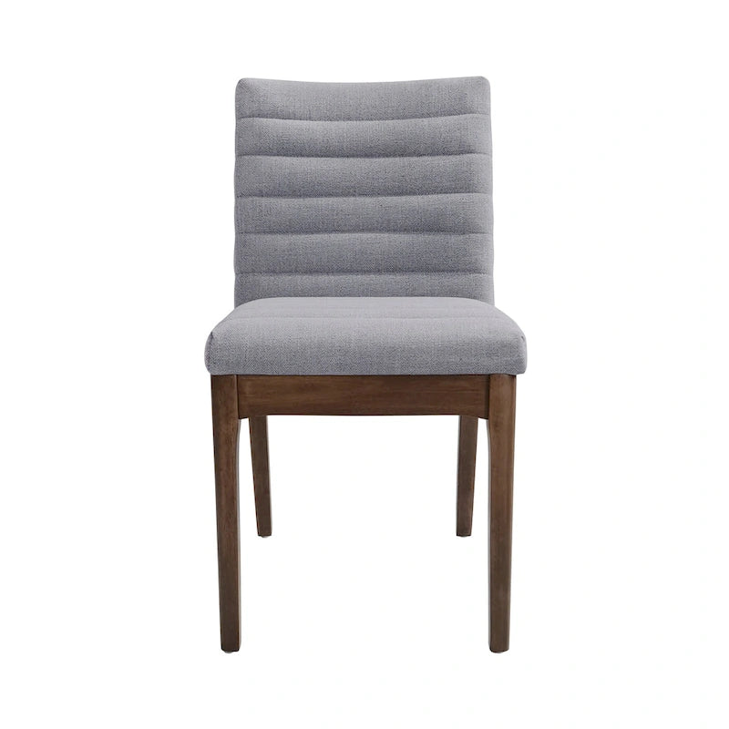 Sedie da pranzo Mid-Century set da 2 – Gambe in noce, tessuto / similpelle, beige chiaro / marrone cognac / grigio scuro
