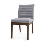 Sedie da pranzo Mid-Century set da 2 – Gambe in noce, tessuto / similpelle, beige chiaro / marrone cognac / grigio scuro
