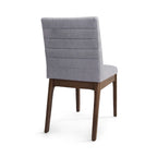 Sedie da pranzo Mid-Century set da 2 – Gambe in noce, tessuto / similpelle, beige chiaro / marrone cognac / grigio scuro