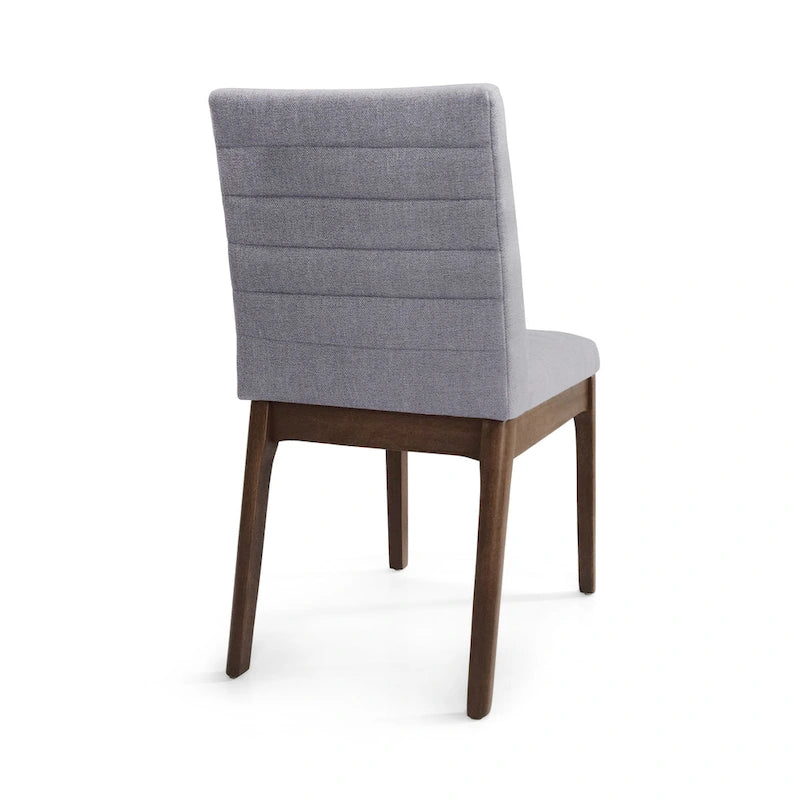 Sedie da pranzo Mid-Century set da 2 – Gambe in noce, tessuto / similpelle, beige chiaro / marrone cognac / grigio scuro