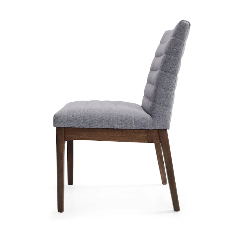 Sedie da pranzo Mid-Century set da 2 – Gambe in noce, tessuto / similpelle, beige chiaro / marrone cognac / grigio scuro