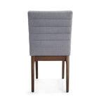 Sedie da pranzo Mid-Century set da 2 – Gambe in noce, tessuto / similpelle, beige chiaro / marrone cognac / grigio scuro