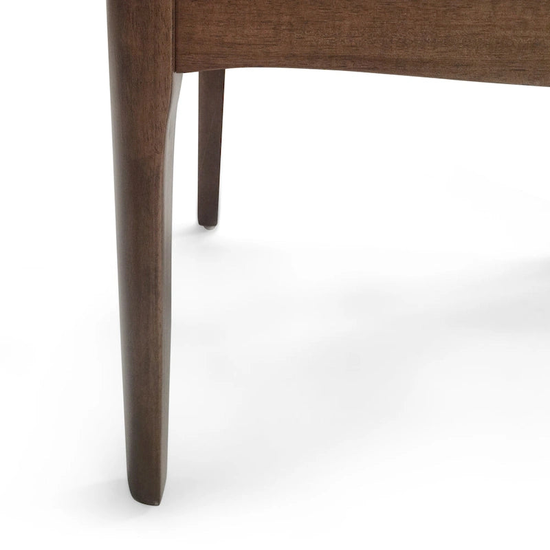 Sedie da pranzo Mid-Century set da 2 – Gambe in noce, tessuto / similpelle, beige chiaro / marrone cognac / grigio scuro