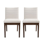 Sedie da pranzo Mid-Century set da 2 – Gambe in noce, tessuto / similpelle, beige chiaro / marrone cognac / grigio scuro