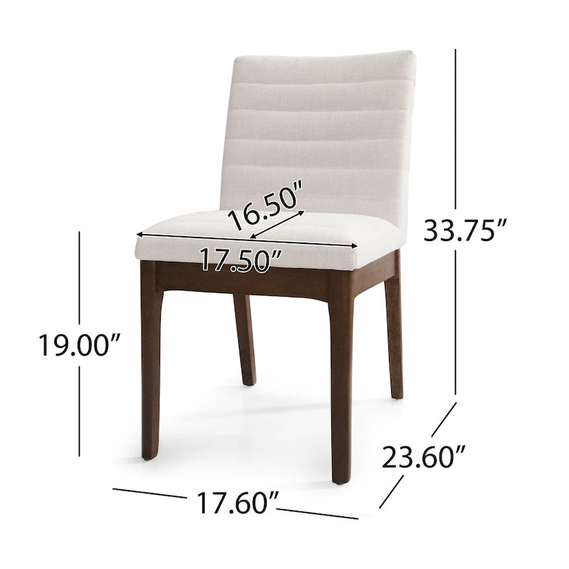Sedie da pranzo Mid-Century set da 2 – Gambe in noce, tessuto / similpelle, beige chiaro / marrone cognac / grigio scuro