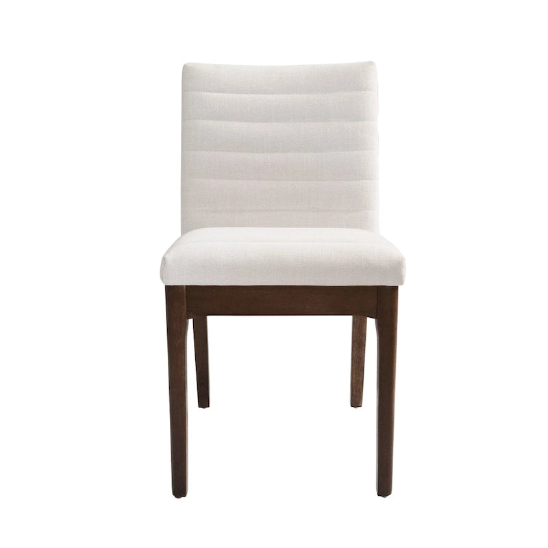 Sedie da pranzo Mid-Century set da 2 – Gambe in noce, tessuto / similpelle, beige chiaro / marrone cognac / grigio scuro
