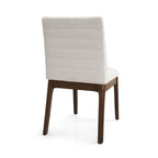 Sedie da pranzo Mid-Century set da 2 – Gambe in noce, tessuto / similpelle, beige chiaro / marrone cognac / grigio scuro