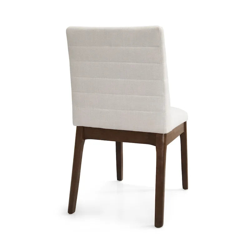 Sedie da pranzo Mid-Century set da 2 – Gambe in noce, tessuto / similpelle, beige chiaro / marrone cognac / grigio scuro