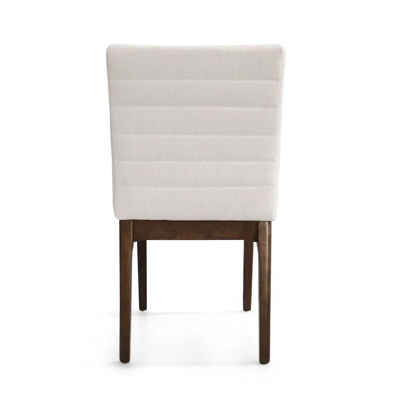 Sedie da pranzo Mid-Century set da 2 – Gambe in noce, tessuto / similpelle, beige chiaro / marrone cognac / grigio scuro