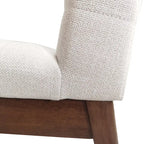 Sedie da pranzo Mid-Century set da 2 – Gambe in noce, tessuto / similpelle, beige chiaro / marrone cognac / grigio scuro