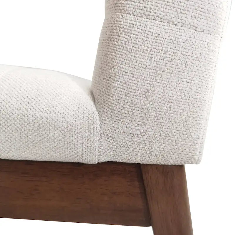 Sedie da pranzo Mid-Century set da 2 – Gambe in noce, tessuto / similpelle, beige chiaro / marrone cognac / grigio scuro