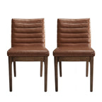 Sedie da pranzo Mid-Century set da 2 – Gambe in noce, tessuto / similpelle, beige chiaro / marrone cognac / grigio scuro