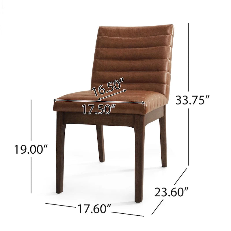 Sedie da pranzo Mid-Century set da 2 – Gambe in noce, tessuto / similpelle, beige chiaro / marrone cognac / grigio scuro