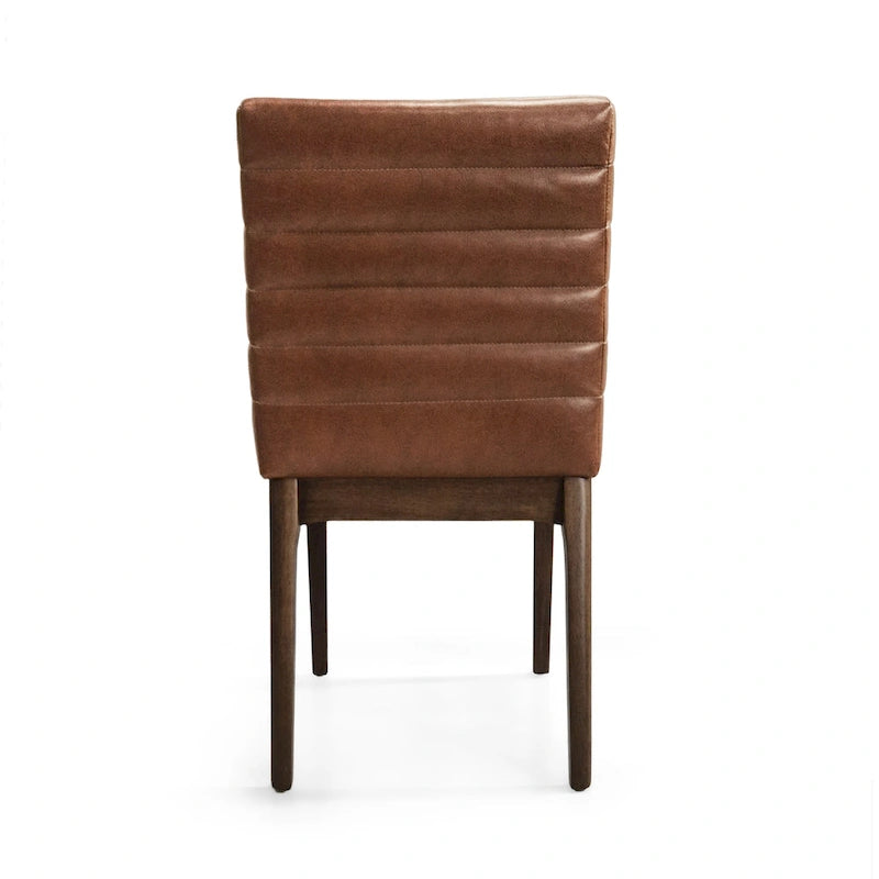 Sedie da pranzo Mid-Century set da 2 – Gambe in noce, tessuto / similpelle, beige chiaro / marrone cognac / grigio scuro