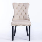Sedia da pranzo in velluto nero e beige, set da 2