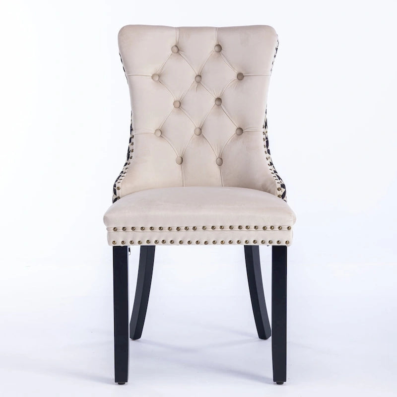 Sedia da pranzo in velluto nero e beige, set da 2