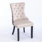 Sedia da pranzo in velluto nero e beige, set da 2