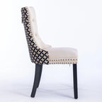 Sedia da pranzo in velluto nero e beige, set da 2