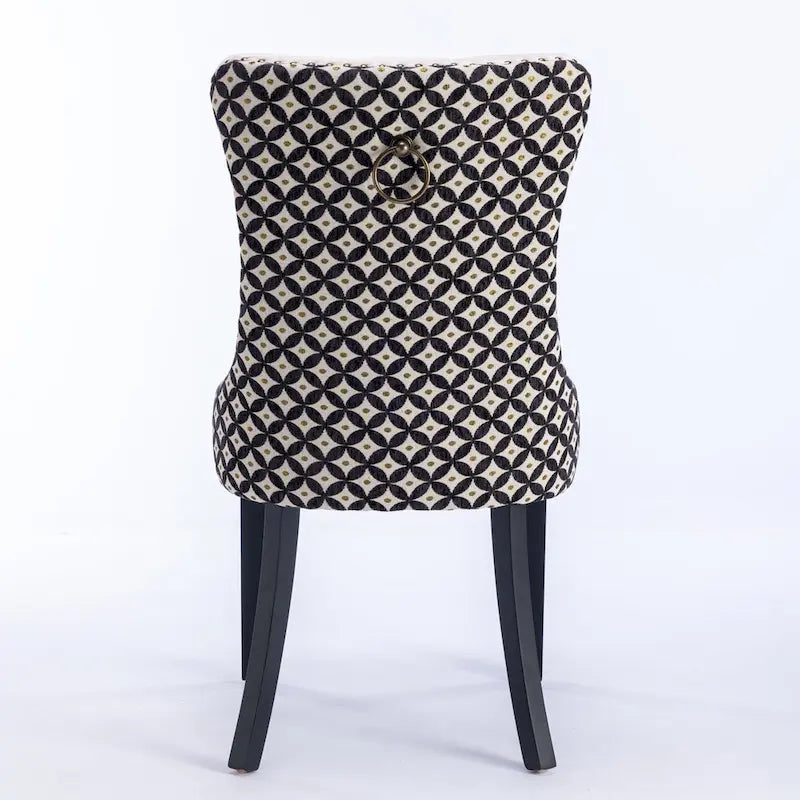 Sedia da pranzo in velluto nero e beige, set da 2